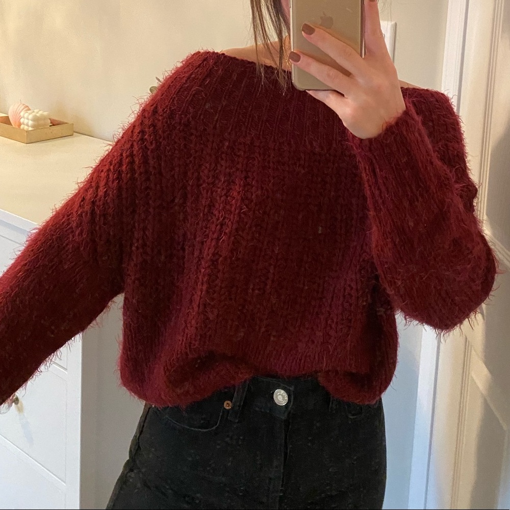 Off the shoulder knit sweater